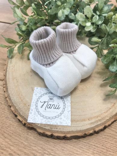 Babbucce Doppio colore Neonata BIANCO ES95S -  NANU' BABY