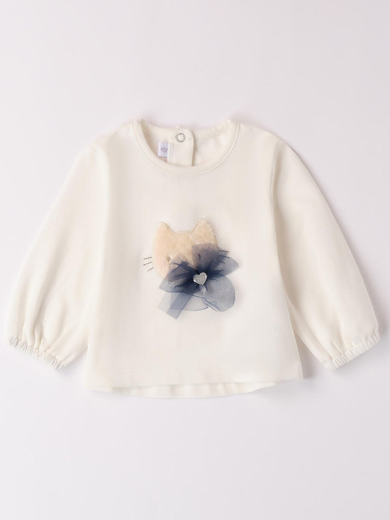 Maglietta per bimba con gatto Bimba PANNA 3A762 -  NANU' BABY