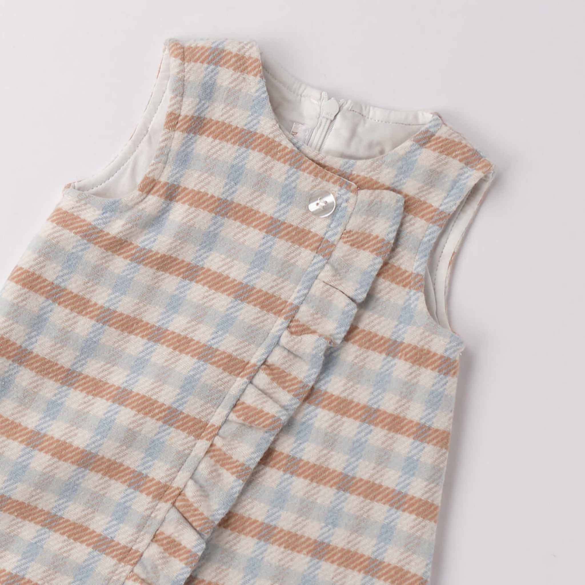 Abito Smanicato Bimba Bianco Check 3F734/3942