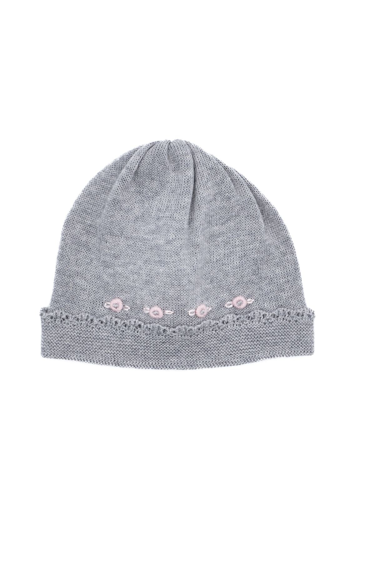 Cuffia Fiorellini Neonata GRIGIO 680. -  NANU' BABY
