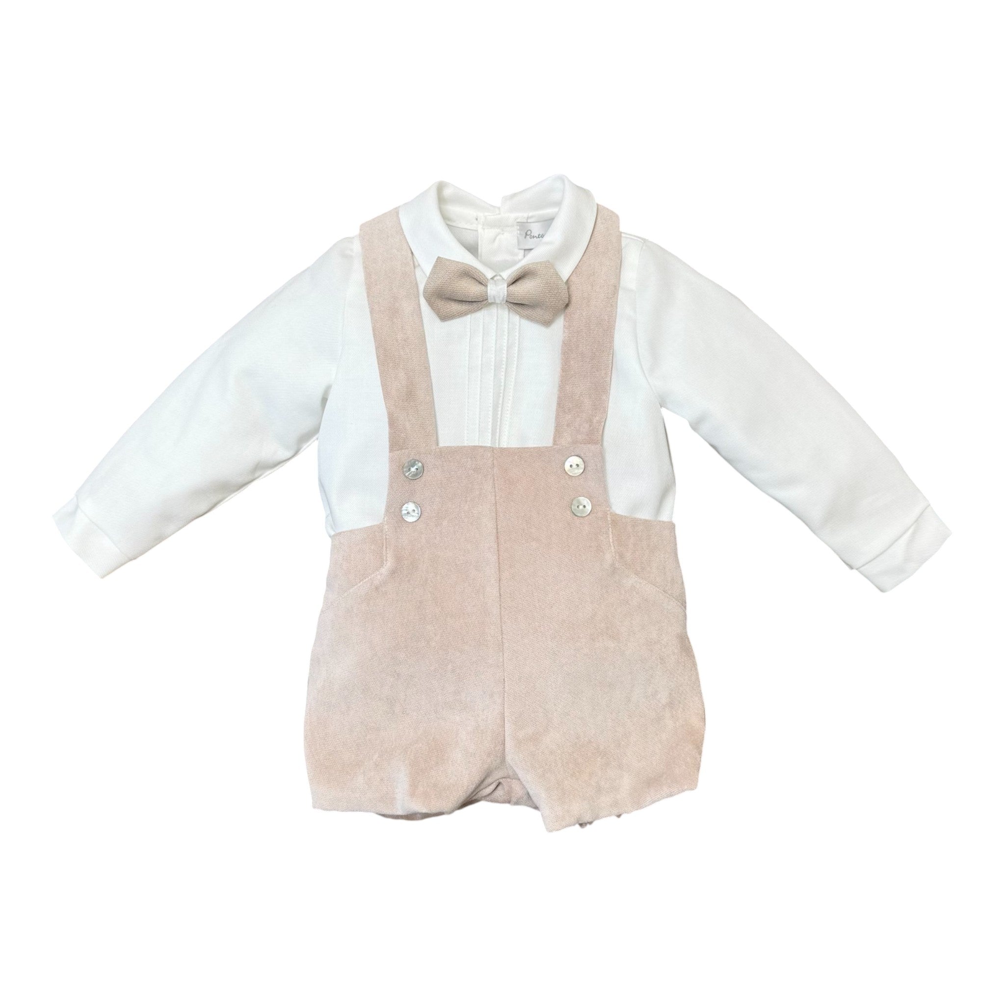Completo Cerimonia Bimbo Misto Cotone Beige - PONTO POR PONTO 1/6417-B