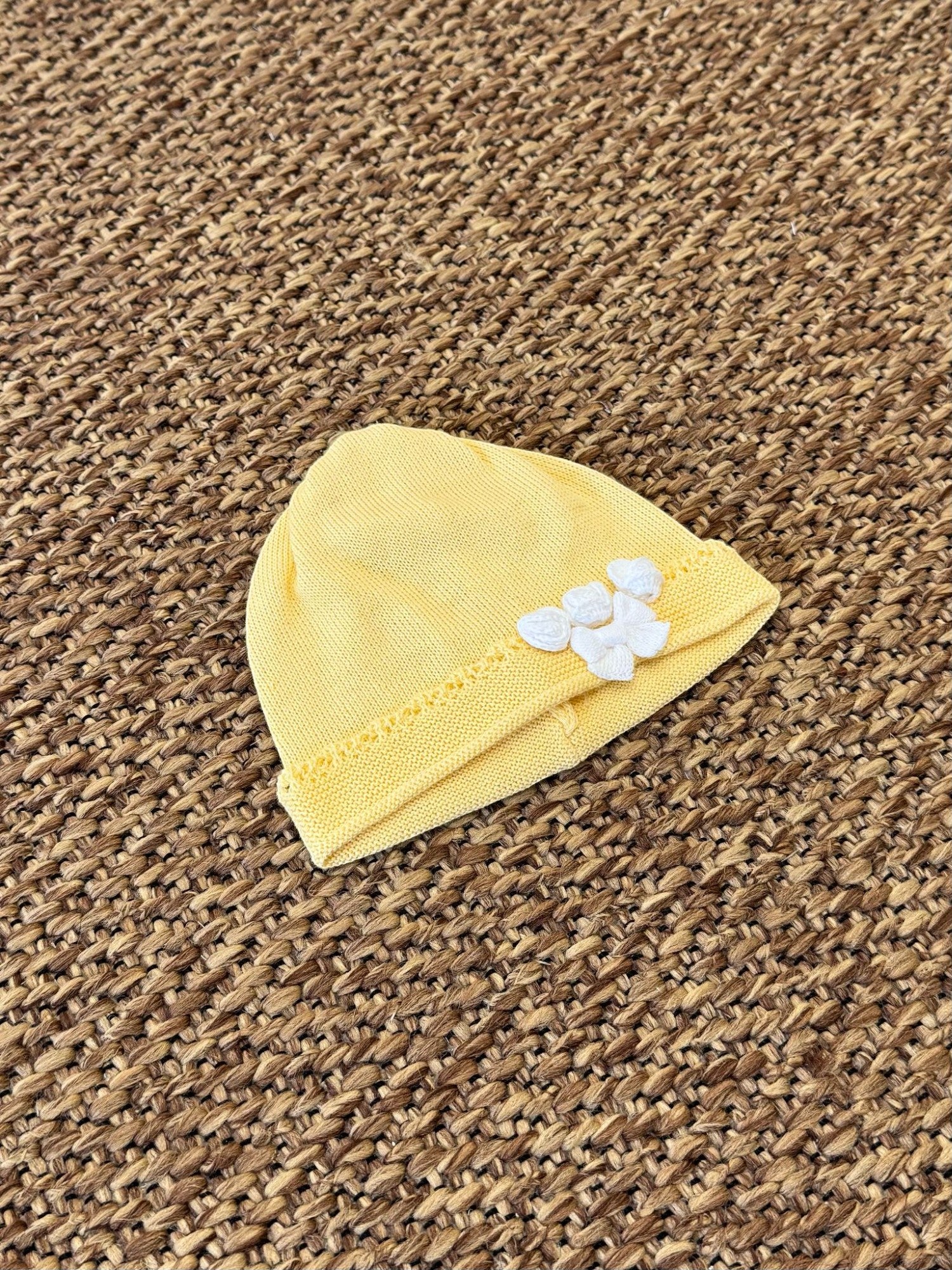 Cuffia Roselline e Fiocchetto Neonata Giallo 3430/681 -  NANU' BABY