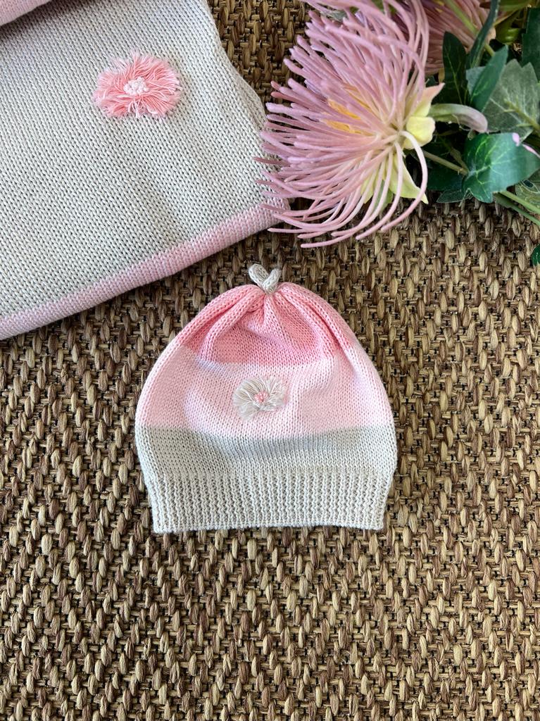 Cuffia Fiore e Frangie Neonata TORTORA AMY/814 -  NANU' BABY