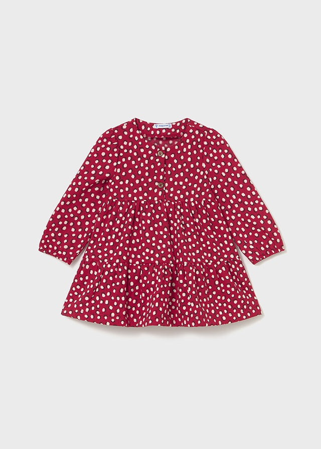 Vestido Bebé Niña Manga Larga Rojo Lunares Algodón 2915/40