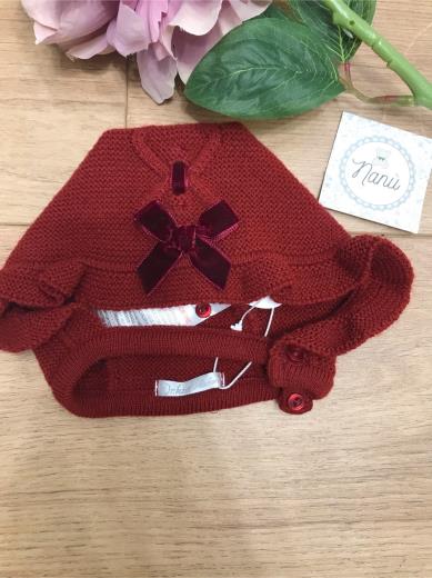 Cuffia fiocco in velluto  BORDEAUX DK104 -  NANU' BABY