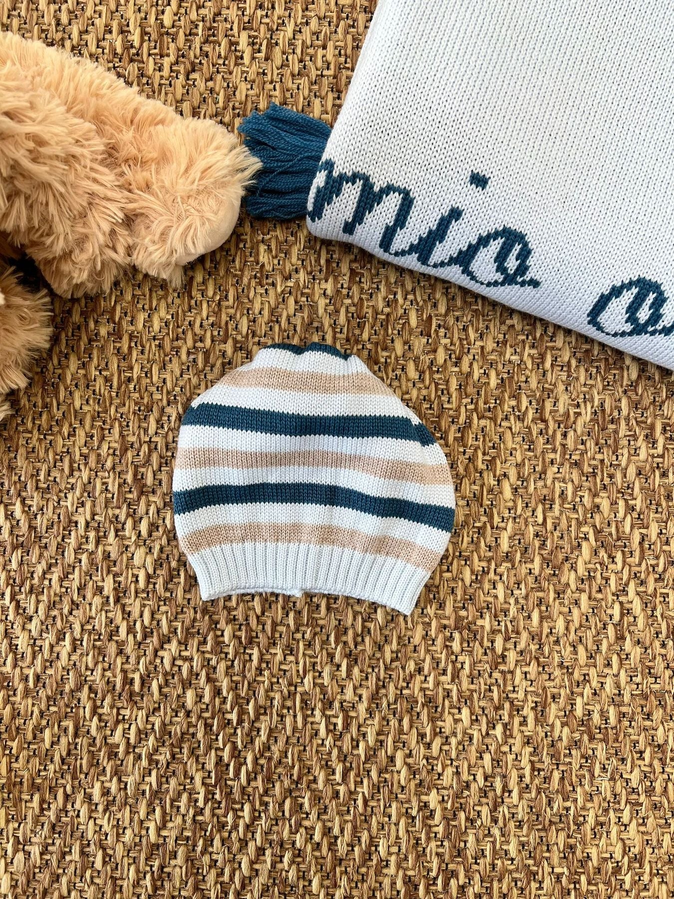 Cuffia in lana cielo Pom Pom Neonato CIELO IG5471PL/C -  NANU' BABY