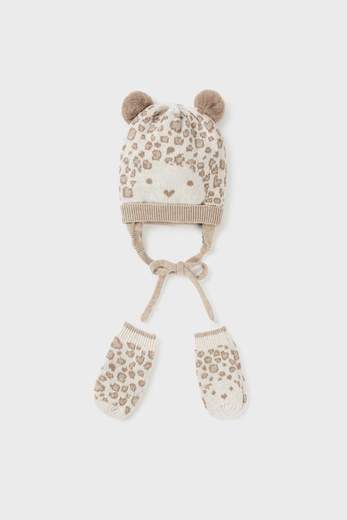 Completo cappello e manopole  LATTE 9668- -  NANU' BABY