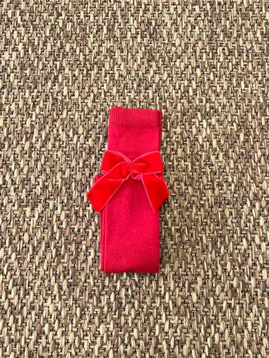 Calze fiocco Velluto  ROSSO 1034M/R -  NANU' BABY