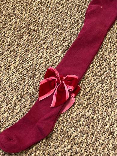 Collant con fiocco Velluto  BORDEAUX 2091C/B -  NANU' BABY