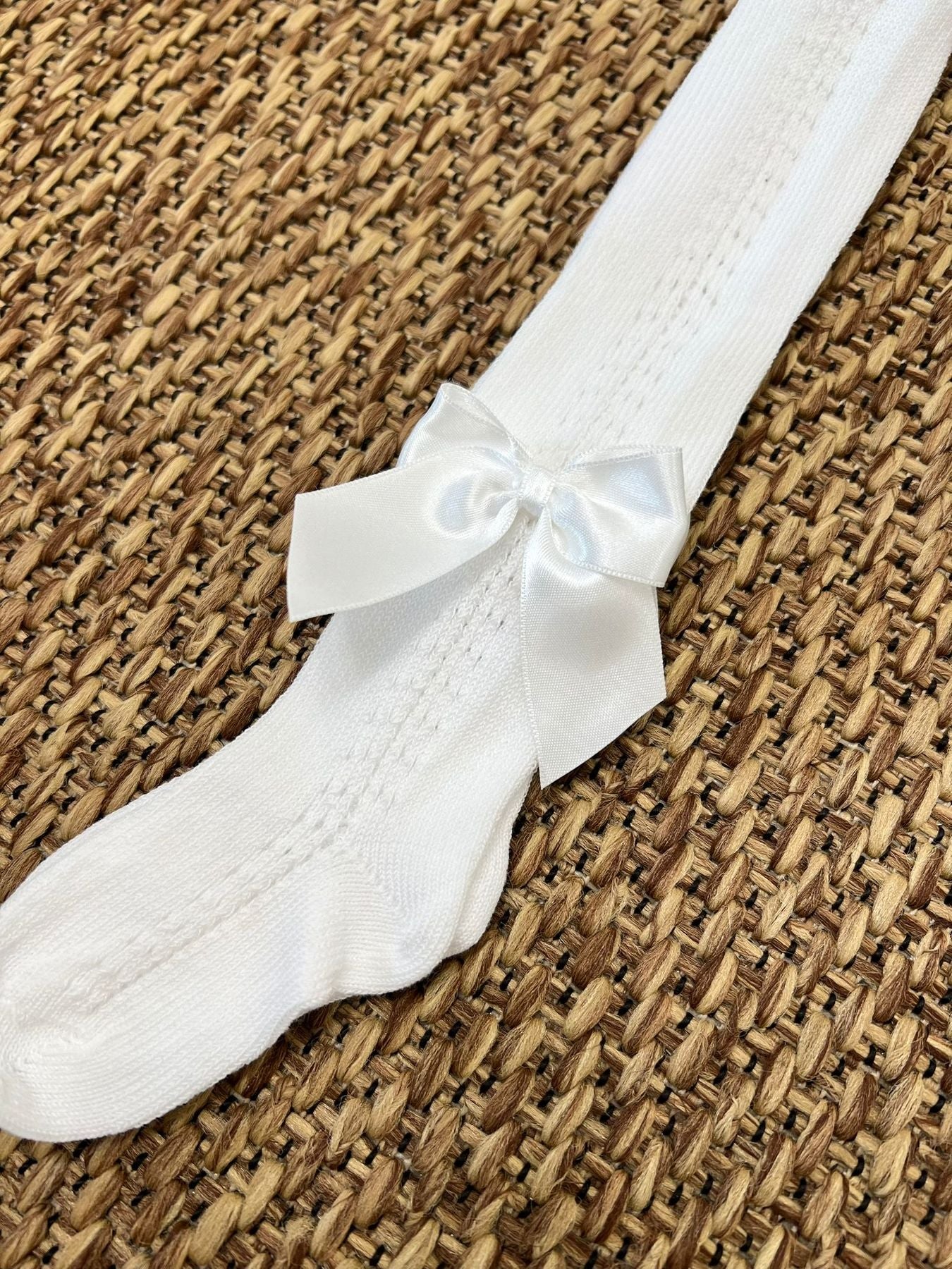 Collant a rete fiocco  BIANCO 2015C -  NANU' BABY