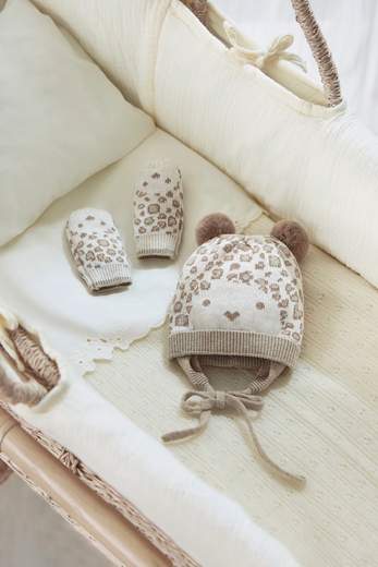 Completo cappello e manopole  LATTE 9668- -  NANU' BABY