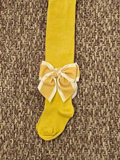 Collant con fiocco Velluto  GIALLO 2091C -  NANU' BABY