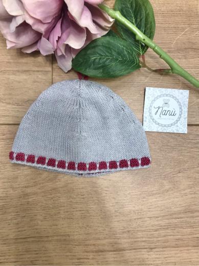 Cuffia 100% lana Neonata GRIGIO GERANIO -  NANU' BABY