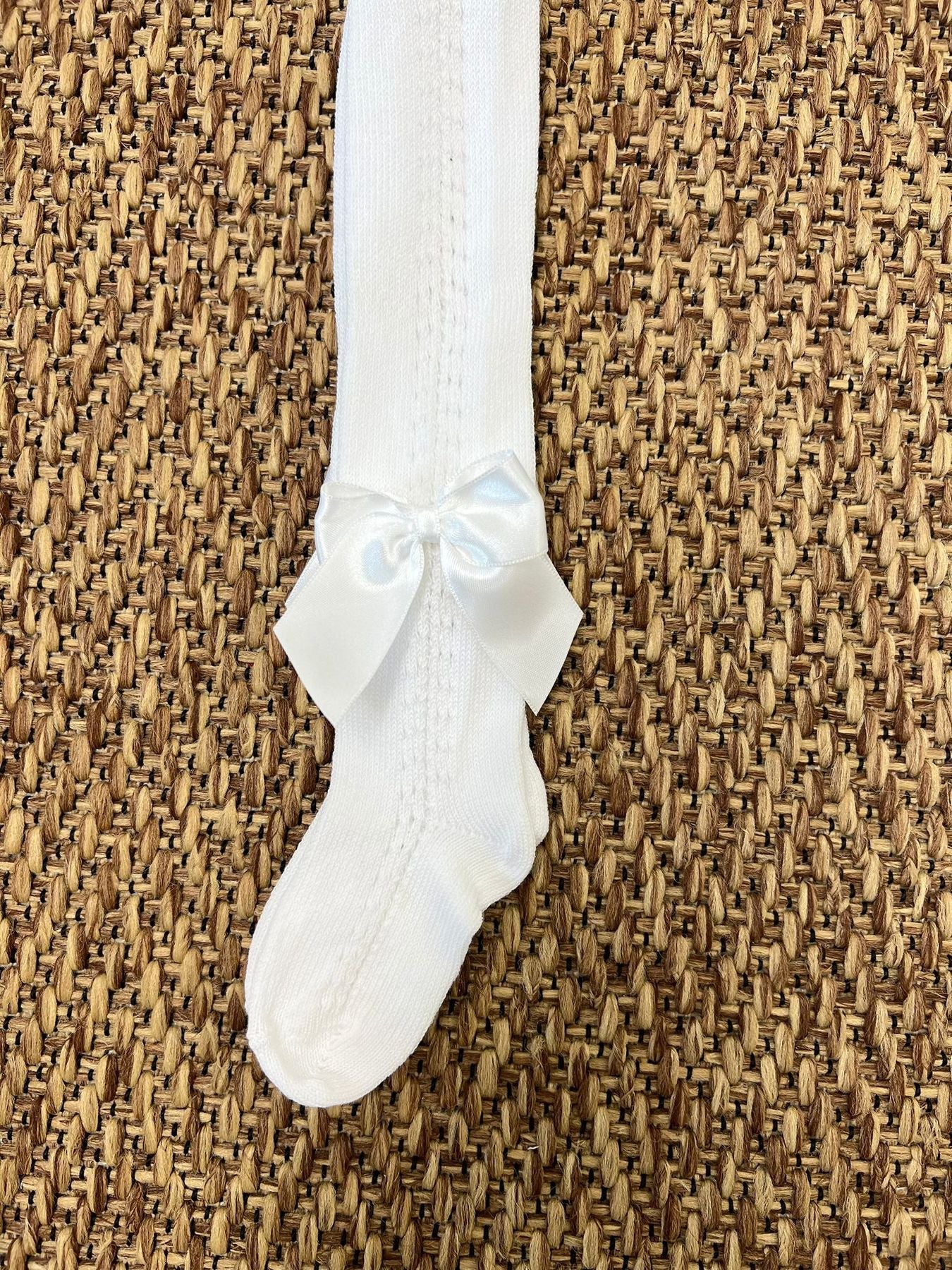 Collant a rete fiocco  BIANCO 2015C -  NANU' BABY