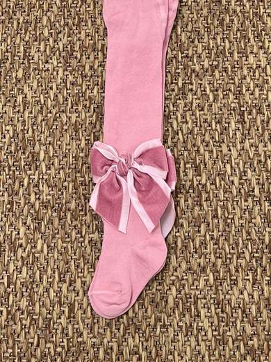Collant con fiocco Velluto  ROSA ANTICO 2091C/RA -  NANU' BABY
