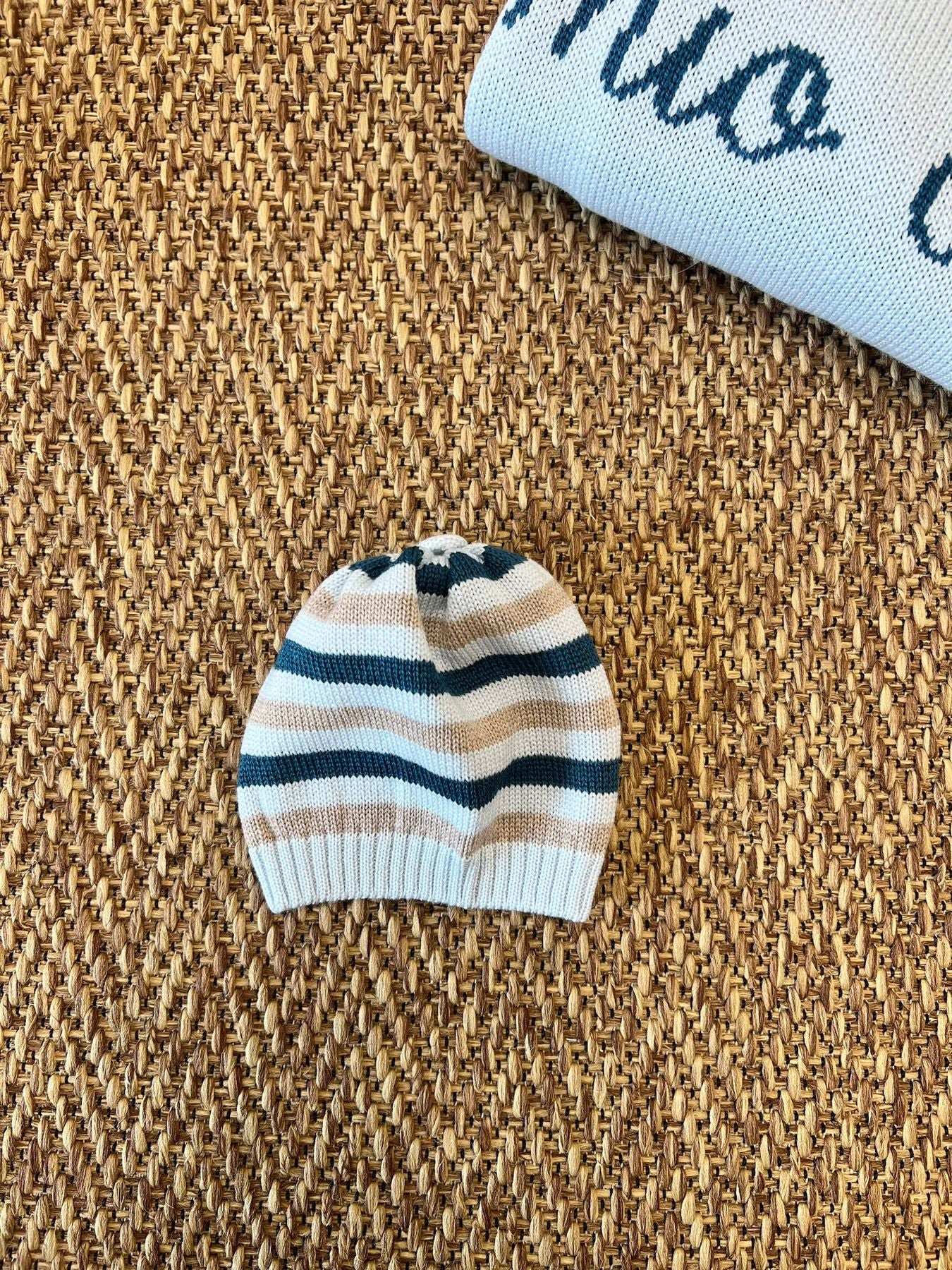 Cuffia in lana cielo Pom Pom Neonato CIELO IG5471PL/C -  NANU' BABY