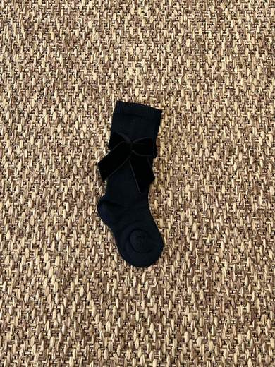 Calze fiocco Velluto  NERO 1034M/N -  NANU' BABY